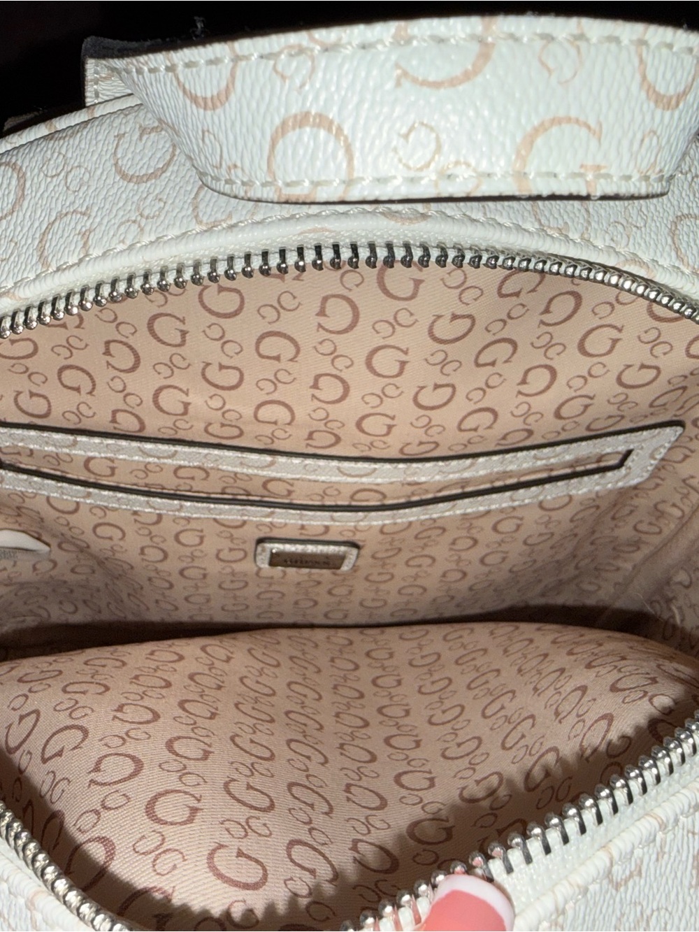 GUESS Cream Monogram Arch Backpack - Picture 4 of 5